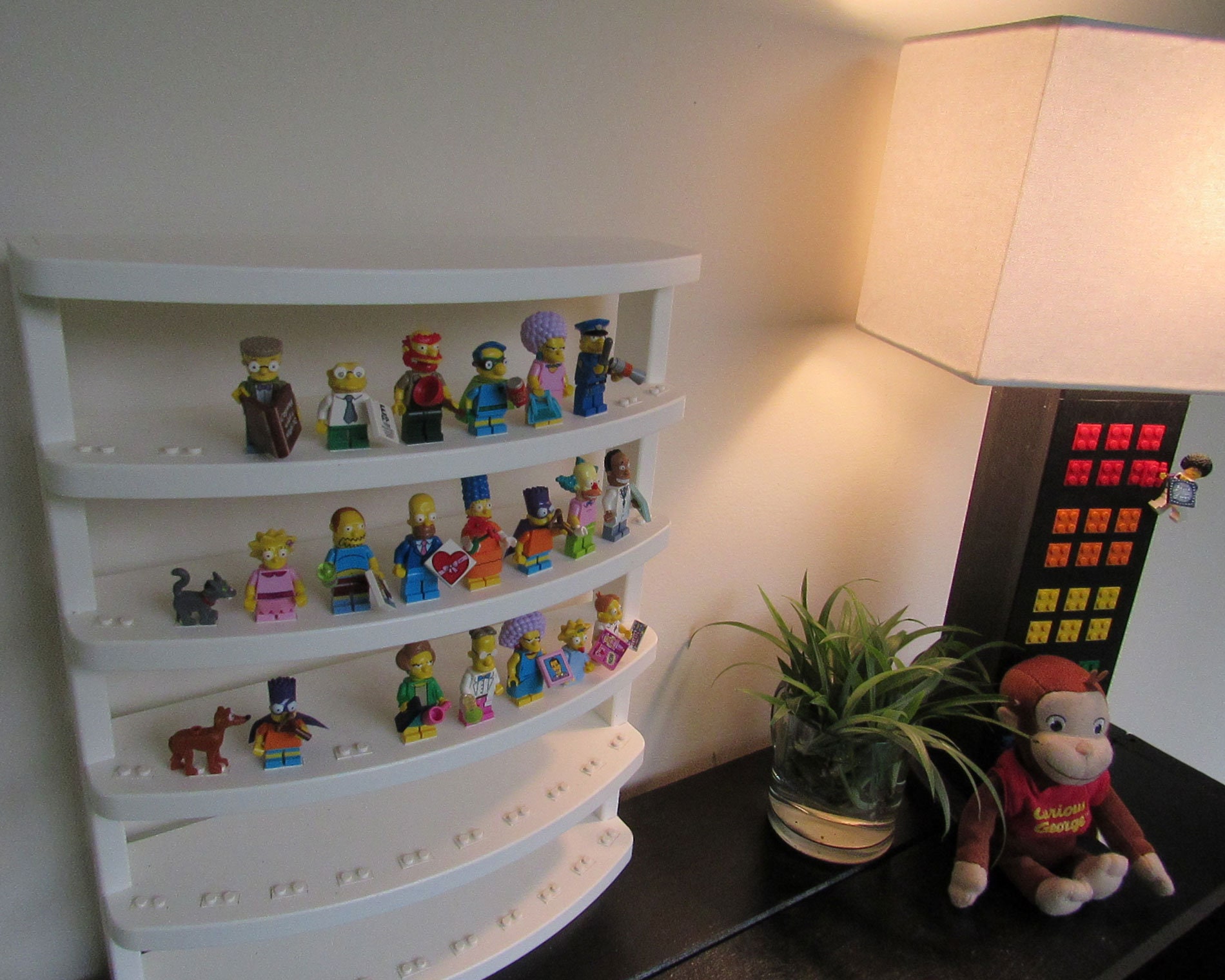 Large Curved Minifigure Display Shelf/stand, White Poly Lumber, Holds ...