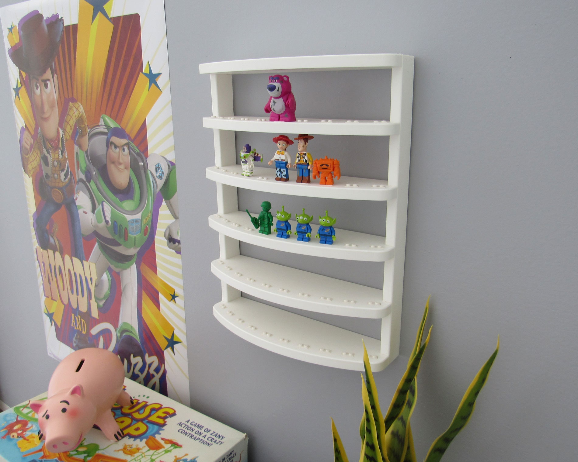 Large Curved Minifigure Display Shelf/stand, White Poly Lumber, Holds ...