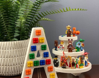 Round 3-Tier Minifigure Display Stand, White poly lumber, holds 30