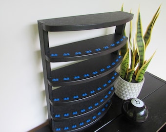 Large Curved Minifigure Display Shelf/Stand, Black poly lumber, holds 50 figures.