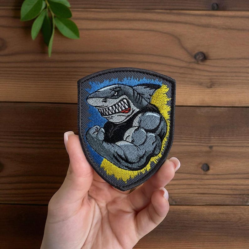 Muscle Shark Embroidered Patch: Iron-on or Velcro - Gym Bag, Jacket - Etsy