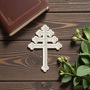 Maronite Cross Embroidery Appliqué on Tulle – Eastern Catholic Patch