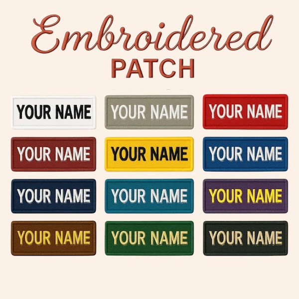 Custom Embroidered Name Patch – Sew-on, Iron-on, or Velcro Backing