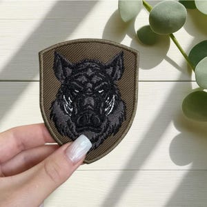 Embroidered Wild Boar Patch: Tactical Iron-On Applique