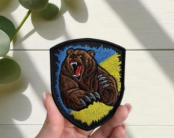 Parche de oso bordado / Aplicación para coser, planchar o con velcro para ropa, mochilas y chaquetas