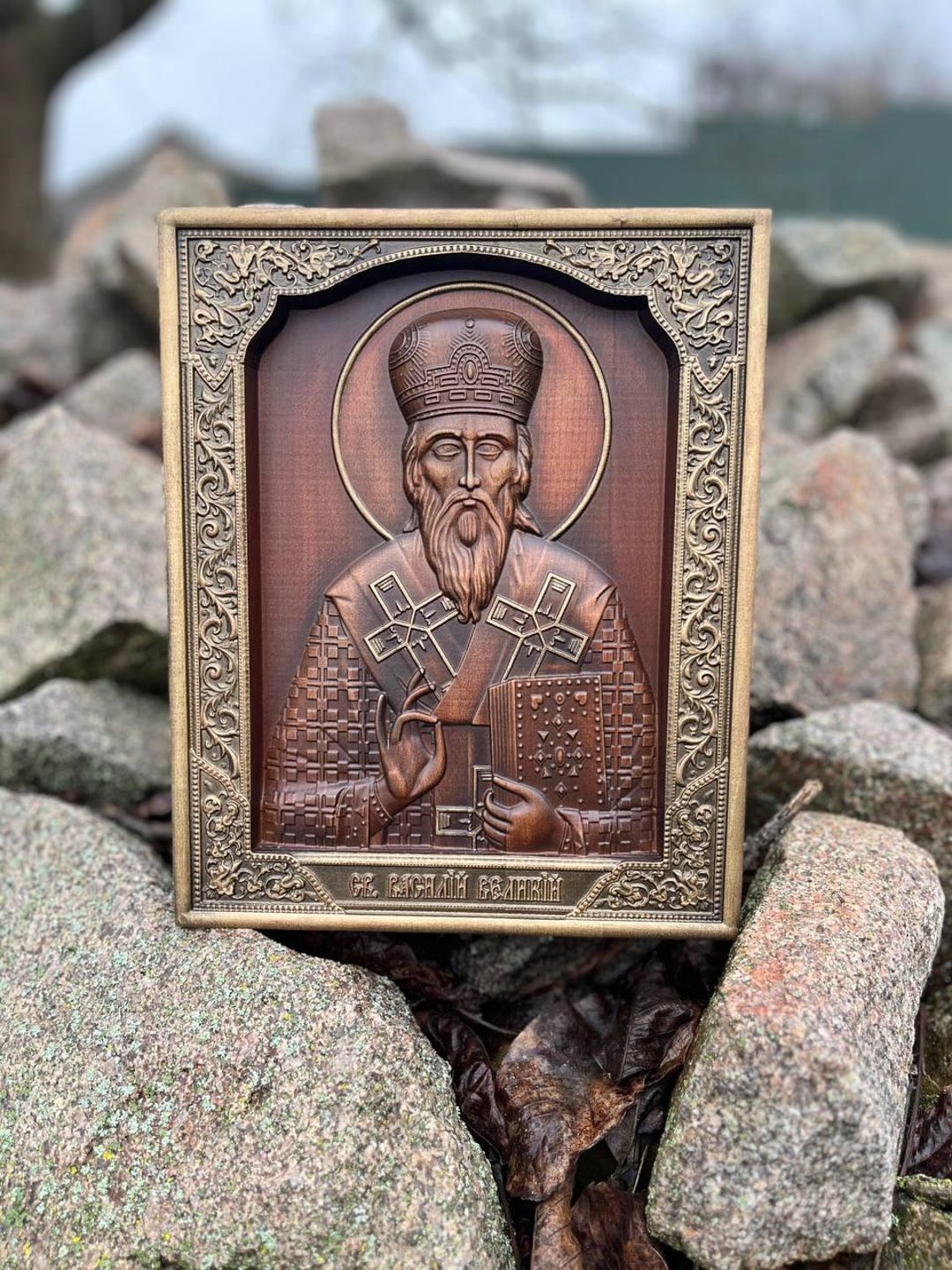 Saint Basil the Great - Wooden Icon, Christian Gift, Orthodox Icon ...