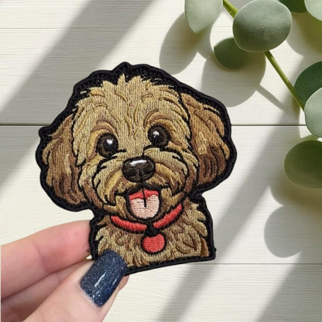 Dog Embroidered Patch – Puppy Sew-on, Iron-on, Hook and Loop Applique ...