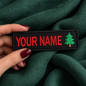 Custom Christmas Tree Name Patch, Personalized Embroidered Tag for Stockings, Gift Bags & Backpacks