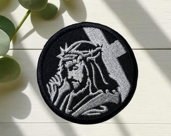 Toppa ricamata di Gesù Cristo – Simbolo cristiano ortodosso, toppa termoadesiva, in velcro o da cucire per abbigliamento e accessori