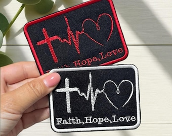 Orthodox Christian Embroidered Patch – Faith, Hope, Love Symbol | Religious Gift Patch