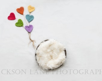 Felted Heart Balloon Newborn digital background, High Resolution