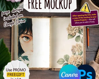 Almost Free Journal Mockup – PSD + Canva – Realistic Natural Scene for Printables, Journals & Templates – Instant Download