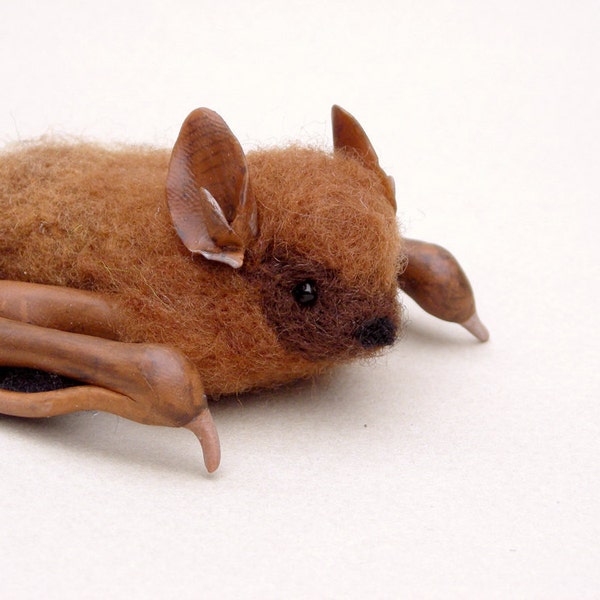 MADE TO ORDER - Needle felted Eastern Pipistrelle bat brooch