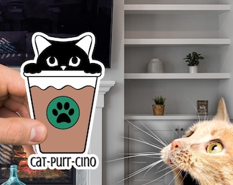 Adesivo Gatto-Fuse-Cino: Decalcomania artistica Kitty Coffee