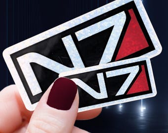 Mass Effect N7 Glitter Sticker: Gamer Laptop Decal