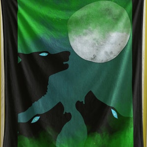 Dragon Age Blanket: Solas Veilguard Wolf Moon Velveteen Microfiber Throw