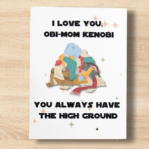 Cartão engraçado de Star Wars para a mãe - "Eu te amo, Obi-mãe" Cartão engraçado para o Dia das Mães, Cartão de aniversário nerd para mães