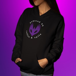 Dragon Age Veilguard Sweatshirt: Lucanis Dellamorte Antivan Crow Powered by Coffee & Spite Pullover Hoodie