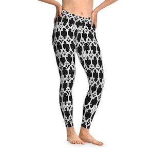 Goth Cathedral Window Leggings: Distressed Black & White Stretch Pants