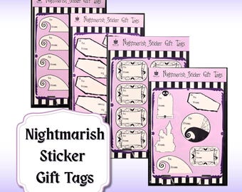 Spooky Sticker Sheet Gift Tags | Nightmare Gift Wrapping Labels for Creepmas