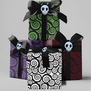 Spiral Nightmare Before Christmas Inspired Wrapping Paper | Gothic Decorative Gift Wrap for Spooky Gifts