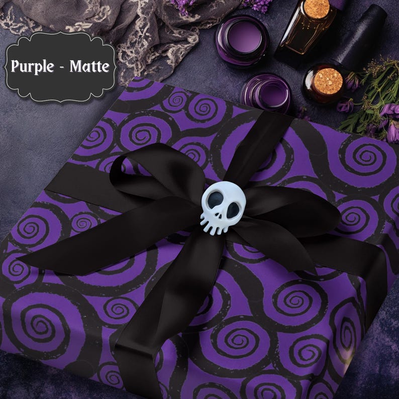 Spiral Nightmare Before Christmas Inspired Wrapping Paper | Gothic Decorative Gift Wrap for Spooky Gifts