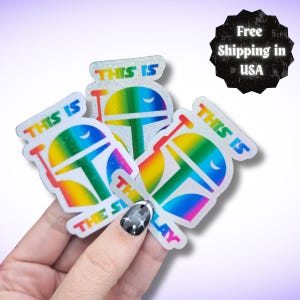 Pride Star Wars-sticker "This is the Slay" - LGTBQ-laptopsticker voor Star Wars-fans, Gay Nerd-cadeau, Mandalorian-helmstickers