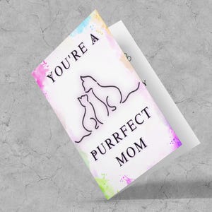 Carte de maman chat - Vous êtes une maman parfaite, cadeau pour elle, cadeau pour amoureux des chats, jolie carte de voeux pour la fête des mères