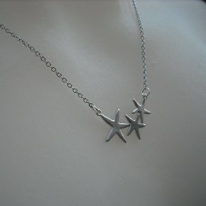 Adorable Triple Starfish necklace Bridesmaids gift, Wedding Gift image 4