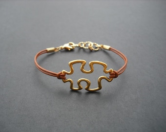 16K gold plated bracelet, puzzle piece bracelet