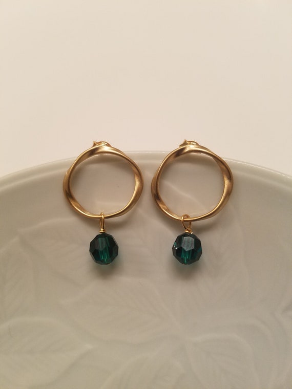 Gold Ohrring Herz 9 Karat Gelbgold Ohrringe Mit Herz-Solitär - Simulierter Diamant Auf Silber Gelbgold Ohrringe Herz