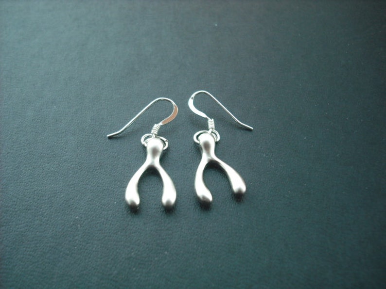 Silver or Gold Plated Wish Bone Earrings image 2