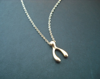 wish bone necklace version 2 - matte 16K yellow gold plated