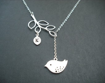 personalized initial branch and mod bird lariat - 1