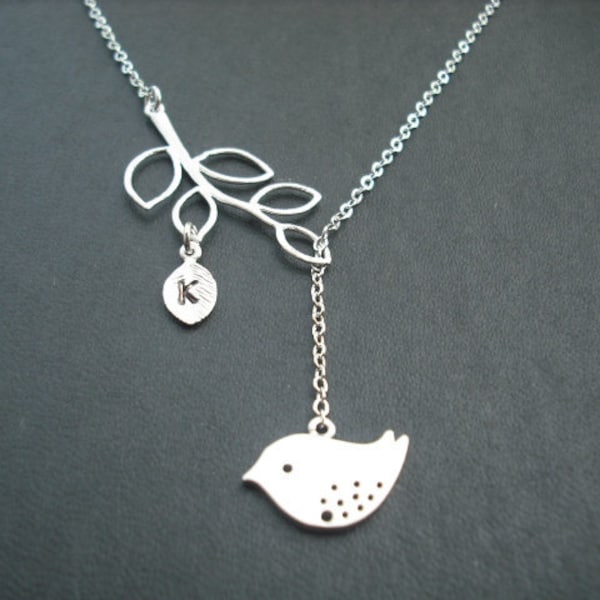 personalized initial branch and mod bird lariat - 1