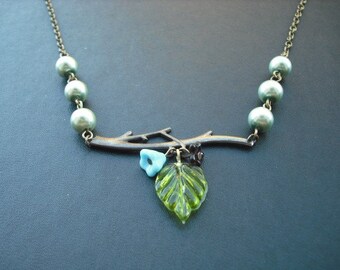 bare branch teal necklace