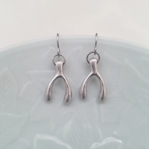 Silver or Gold Plated Wish Bone Earrings image 1