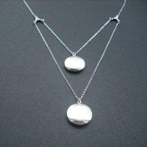 Locket Necklace, Antique Silver double strand locket necklace