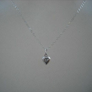 Sterling Silver Tiny Puffed Heart Necklace