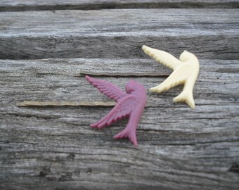 flying sparrow bobby pin set - ivory and maroon purple