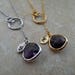 Gold or Silver February Amethyst Birthstone Lariat Necklace w/ Double Ring,Initial Leaf,Jewel,  Availabe in all birthstones, Bridesmaid Gift 