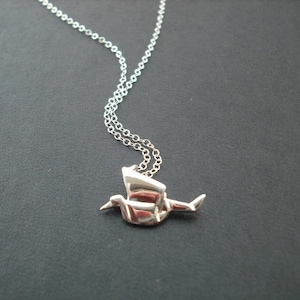 sterling silver necklace with origami crane