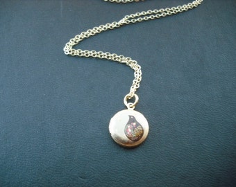 mini partridge locket necklace - 14K gold filled