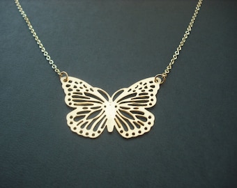 Gold or Silver Butterfly Necklace