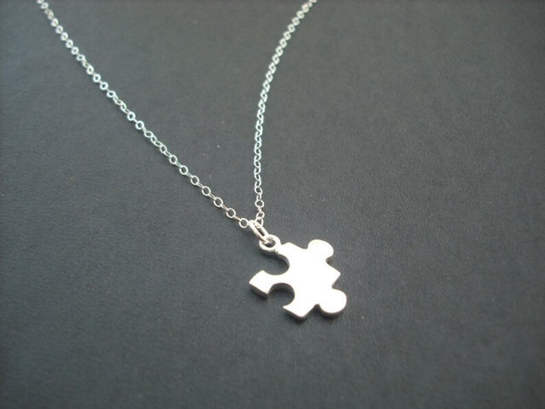 Sterling Silver Puzzle Piece Necklace Etsy