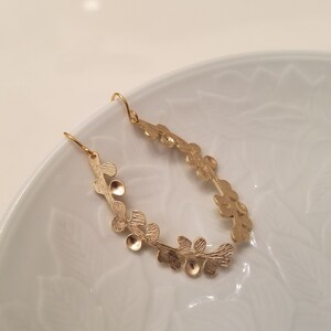 Matte Yellow Gold Lovely Branch and Leaves Earrings image 6