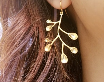 Gold or Silver Unique Branch Earrings