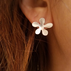 Silver Floral Post Earrings - Sterling Silver Post