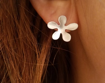 Silver Floral Post Earrings - Sterling Silver Post