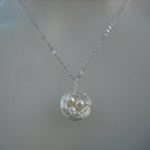 Silver Nest Necklace freshwater pearl image 3